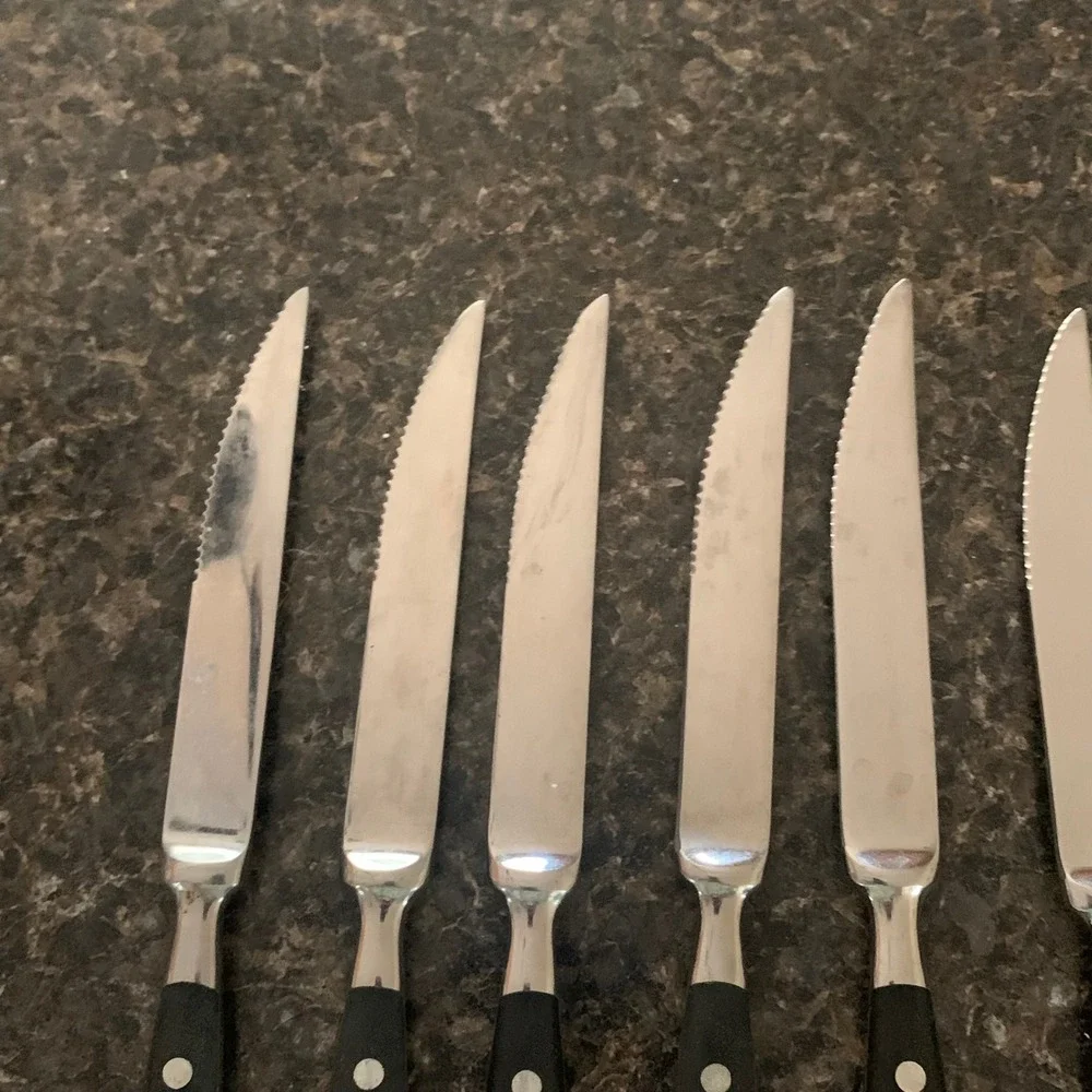 Hampton Silversmiths BISTRO BLACK Serrated Butter Knives Lot Set of 9 Stainless
